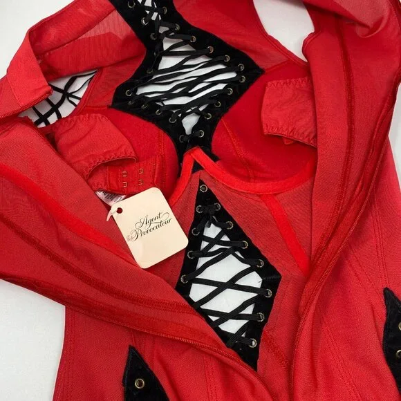 Agent Provocateur Skylar Red Corset Dress AP4 Large NWT